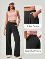 IUGA Wide Leg Pants Woman Pull on Stretchy Work Dress Pants High Waisted Business Casual Trousers Slacks - Image 5