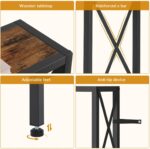 Console Table with Oulets and USB Ports, 55.1" Sofa Table Behind Couch, Industrial Long Skinny Stand for Hallway, Living Room, Bedroom, 6.5 Feet Power Cord, Rustic Brown - Image 8