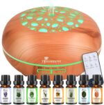 Diffuserlove Essential Oil Diffuser 550ML Diffuser Remote Control Wood Grain Aroma Diffuser Cool Mist Humidifier with 4 Timer, 7 Color LED Lights, Auto Shut-Off for Home Bedroom Office - Image 2