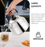 AMFOCUS Tea Kettle Stovetop, Whistling Tea Kettle Pots for Stove Top, 2.64 QT Food Grade Stainless Steel Teakettle Teapot with Cool Grip Folding Handle, Hot Water boiler for Tea, Milk, Coffee - Image 7