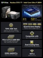 GMKtec AI Mini PC Ultra 9 285H (Turbo 5.4GHz) 96GB DDR5 2TB PCIe 4.0 SSD Mini Gaming Computer 3X M.2 Expansion Slots, Oculink, Quad Screen 8K Display EVO-T1 - Image 3