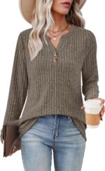 SAMPEEL Womens Sweaters Lightweight Long Sleeve Shirts V Neck Tops with Button Fall Outfits 2025 - Image 4