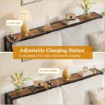 Console Table with Oulets and USB Ports, 55.1" Sofa Table Behind Couch, Industrial Long Skinny Stand for Hallway, Living Room, Bedroom, 6.5 Feet Power Cord, Rustic Brown - Image 7