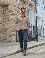 COOFANDY Mens Long Sleeve Polo Shirts Classic Casual Button Polo Tee Lightweight Collared Golf Shirt - Image 9