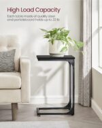 VASAGLE C-Shaped End Table Set of 2, Small Side Table for Couch, Sofa Table with Metal Frame for Living Room, Bedroom, Bedside, Ebonized Oak and Black - Image 9