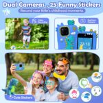 Kids Phone for Boys, Dinosaur Toy Phone Christmas Birthday Gifts for Boy Ages 3-10, Toddler Learning Phones with Touchscreen, 44 Game, Dual Camera, Music Player, 32GB Card & Dino Bag (Blue) - Image 4
