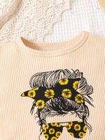 Kid Toddler Girl Clothes Summer Ruffle Sleeve Figure Graphic Tee Shirt + Shorts Summer Outfits Set - Image 5