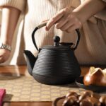 Cast Iron Teapot, 35oz Tea Kettle Stovetop Safe with Infuser for Loose Leaf, Japanese Tea Pot Coated with Enameled Interior, 1000ml Black - Image 3