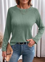 Dokotoo Womens Tops Long Sleeve Lightweight Shirts 2025 Fall Fashion Clothing Trendy Tops Crewneck Knit Basic Tee - Image 4