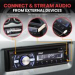 Pyle Boat Bluetooth Marine Stereo Receiver - Marine Head Unit Din Single Stereo Speaker Receiver - Wireless Music Streaming, Hands-Free Calling, CD Player/MP3/USB/AUX/ AM FM Radio -PLCD43BTM (Black) - Image 4