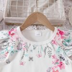 Toddler Kid Girl Clothes Casual Ruffle Sleeve Floral Printed Top Solid Pants with Belt 3PC Outfit Set - Image 4