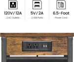 TUTOTAK C Shaped End Table with Charging Station, Side Table for Sofa, Couch Table with Storage Bag, TV Tray with 2 USB Ports and Outlets for Living Room, Bedroom, Brown TB01BB024 - Image 7