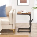 TUTOTAK C Shaped End Table with Charging Station, Side Table for Sofa, Couch Table with Storage Bag, TV Tray with 2 USB Ports and Outlets for Living Room, Bedroom, Brown TB01BB024 - Image 3