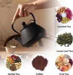Cast Iron Teapot, 35oz Tea Kettle Stovetop Safe with Infuser for Loose Leaf, Japanese Tea Pot Coated with Enameled Interior, 1000ml Black - Image 4