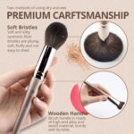 BEAKEY 12pcs Vegan Makeup Brush Set Soft high-density Taklon fibers,durable birch handles,zero shedding,easy to clean,perfect for creating any look - Image 4