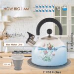 ARC Stainless Steel Whistling Tea Kettle, Magic Color Changing Design 2-Quart Stovetop Kettle Whistle White Teapot with Folding Cup & Trivet Mat - Image 3