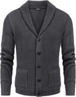 COOFANDY Men's Shawl Collar Cardigan Sweater Slim Fit Cable Knit Button up Sweater with Pockets - Image 4