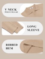 COOFANDY Mens Knit Polos Long Sleeve Casual Sweater Polos V Neck Collared Sweater Golf Polo Sweaters and Pullovers - Image 6