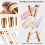 HEYMKGO Makeup Brushes Set, 4Pcs Double-ended Foundation Contour Powder Blush Concealer Eyeshadow Brush Set for Liquid, Cream, Powder for Blending Buffing Professional Face Brush Set Tools(Apricot) - Image 5