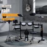 AKLOT Expanded-Size Electric Drum Set: Independent Double Pedal Bass Drum and 10’’ Dual-Zone Snare, Two-Piece Standalone Hi-Hat, 12’’ Triple-Zone Ride Cymbal, 460 Sounds, USB MIDI (B-CORE541D) - Image 3
