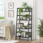 Homykic Bamboo Bookshelf 4-Tier Ladder Shelf, 49.2” Freestanding Open Bookcase Book Shelf Bathroom Storage Shelf Unit Plant Stand for Small Space, Living Room, Bedroom, Home Office, Black - Image 3