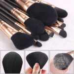 OMANIAC Makeup Brush Set Professional, 12 Pearlescent Wood Handle Makeup Brushes, Premium Cruelty-Free Synthetic Fiber Hair, Travel Make up Brushes Set with Case (Black). - Image 3