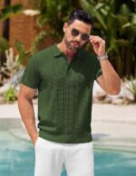 COOFANDY Mens Knit Polo Shirts Short Sleeve Ribbed Textured Polo Shirt Lightweight Casual Golf Shirts Collared T Shirt - Image 5