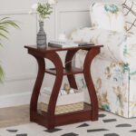 End Tables Living Room, Cherry End Table with Charging Station, Nightstand for Bedroom, 3 Tier End Table with Storage Shelf for Living Room(Cherry) - Image 2