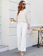 VALOLIA Women's 3/4 Sleeve Dressy Blouses Shirts Business Casual Work Chiffon Tunic Tops - Image 6