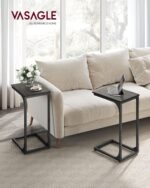VASAGLE C-Shaped End Table Set of 2, Small Side Table for Couch, Sofa Table with Metal Frame for Living Room, Bedroom, Bedside, Ebonized Oak and Black - Image 3