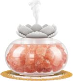 Essential Oil Diffusers Aromatherapy Diffuser: Vyaime Salt Lamp Diffuser for Home Bedroom Office, Pink Crystal Himalayan Cute Lotus Auto Shut-Off 7 Colors LED Night Light - V1103 - Image 2