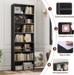FACBOTALL 82" Tall Bookshelf, 7-Tier Open Shelves Bookcase, Freestanding Display Storage Shelves, Tall Bookcase Home Decor Furniture for Home Office, Living Room, Bedroom, Black - Image 7