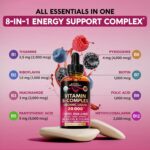 USDA Organic Vitamin B-Complex B5 Pantothenic Acid | B12 Methylcobalamin | B1 Thiamine | B6 Pyridoxine | B7 Biotin | B9 Folic | B3 Niacinamide - B Complex Liquid Drops, Made in USA Supplement, 2fl oz - Image 6