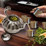 Stainless Steel Teapot with Removable Infuser - 12OZ Stovetop Safe Tea Maker Water Kettles for Loose Leaf, Small Pumpkin Tea Kettle for Coffee Tea Milk, Thickened Mirror Polished Ornaments - Image 6