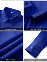 Soft Wrinkle-Free Women's Button Down Dress Shirts Solid Long Sleeve Work Blouses Fit Stretch Casual Tops XXS-6XL - Image 5