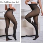 2025 One-Seam More Warmth Women Fleece Lined Tights Fake Translucent High Waist Thermal Pantyhose Sheer Legging - Image 6