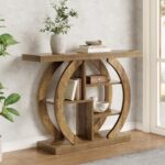 LITTLE TREE Console Table, 4-Tier Farmhouse Wooden Sofa Table Behind Couch, 42.5-Inch Narrow Entryway Hallway Foyer Tables for Living Room, Console Sofa Tables with Storage Shelves, Rustic Brown - Image 8