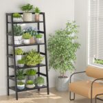 Homykic Bamboo Bookshelf 4-Tier Ladder Shelf, 49.2” Freestanding Open Bookcase Book Shelf Bathroom Storage Shelf Unit Plant Stand for Small Space, Living Room, Bedroom, Home Office, Black - Image 7