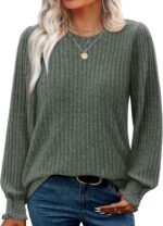 OFEEFAN Womens Tops Dressy Casual Long Sleeve Shirts for Women Business Casual Outfits Lightweight Fall Sweaters Warm - Image 2
