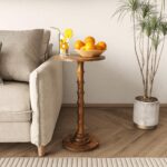 Round Side Table, Modern Drink Table for Small Spaces, Small End Table with Solid Wood Leg for Living Room, Bedroom, Corners, and Office (Rustic Brown) - Image 7
