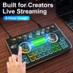 Gaming Audio Mixer Sound Board Mixer w USB Audio Interface Voice Changer, All-in-One Podcast Live Sound Card for Streaming w Soundboard Customizable Soundpads for PC Smartphone Recording Broadcasting - Image 6