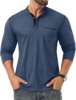 Sailwind Men's Henley Shirts Long Sleeve Button T-Shirt Casual Stylish Cotton Pullover Shirt with Pocket - Image 3