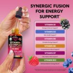 USDA Organic Vitamin B-Complex B5 Pantothenic Acid | B12 Methylcobalamin | B1 Thiamine | B6 Pyridoxine | B7 Biotin | B9 Folic | B3 Niacinamide - B Complex Liquid Drops, Made in USA Supplement, 2fl oz - Image 7