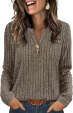 SAMPEEL Womens Sweaters Lightweight Long Sleeve Shirts V Neck Tops with Button Fall Outfits 2025 - Image 2