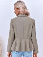 Cicy Bell Elegant Women Blazer Business Work Office Peplum Hem Jacket Open Front Herringbone Coats - Image 6