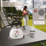 ARC Stainless Steel Whistling Tea Kettle, Magic Color Changing Design 2-Quart Stovetop Kettle Whistle White Teapot with Folding Cup & Trivet Mat - Image 6