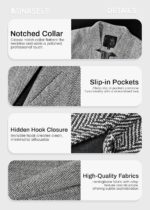 Mina Self 2025 Fall Winter Women's Herringbone Blazer Jackets - Notch Lapel Open Front Long Business Casual Trendy Coat - Image 7
