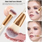 HEYMKGO Makeup Brushes Set, 4Pcs Double-ended Foundation Contour Powder Blush Concealer Eyeshadow Brush Set for Liquid, Cream, Powder for Blending Buffing Professional Face Brush Set Tools(Apricot) - Image 4