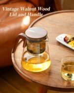 ZENS Magnetic Tea Pot, Enchanted Glass Teapot with Infuser and Magnetic Suction Lid for Mess-Free Loose Tea Diffusers, Walnut Wood Handle, Tea Lovers Gifts - Image 9