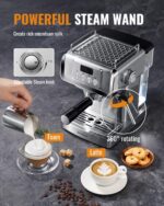 SHARDOR 20-Bar Espresso Machine for Home Barista, Built-In Steam Wand for Latte & Cappuccino, Stainless Steel Coffee Maker with Temp Display, 1350W, 60oz Water Reservoir - Image 4